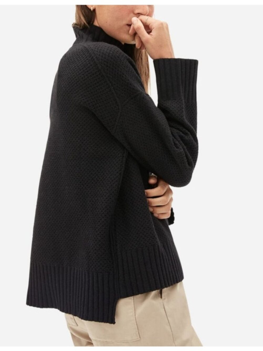 Everlane The Cashmere Stroopwafel Turtleneck Women's Size 8 Black New With Tags!
